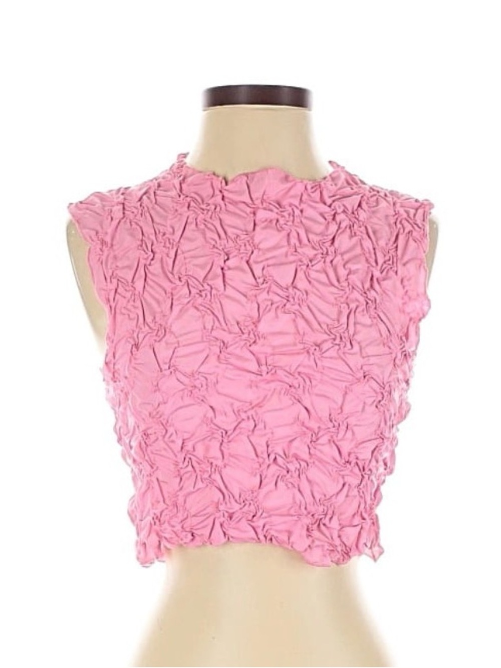 Zara Pink Sleeveless Rosette Crop Top